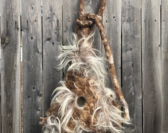 Hanging Wet Felted Nesting Bird Pod