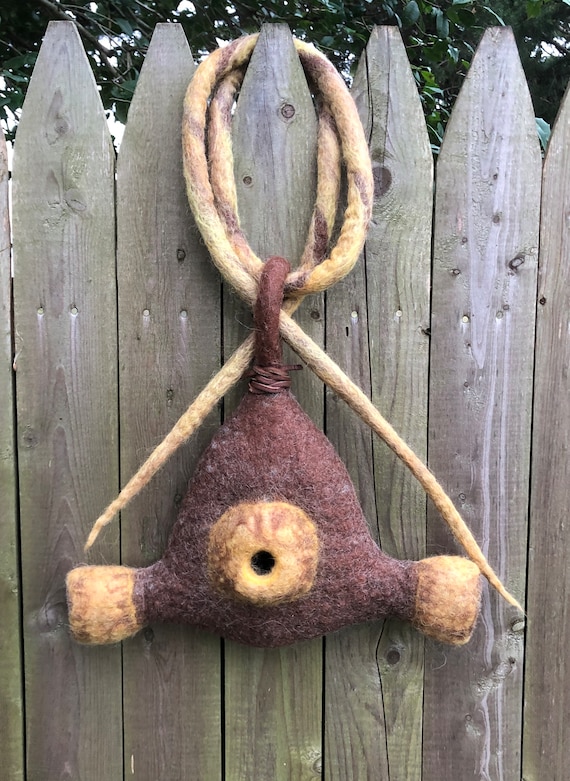 Hanging Wet Felted Nesting Bird Pod