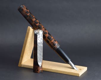Exclusive kitless hand made fountain pen in Ebonite and solid Sterling Silver