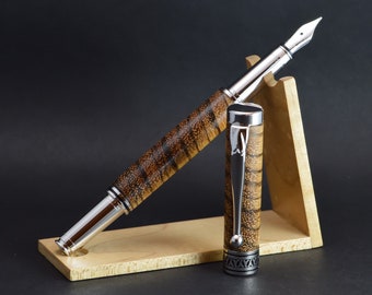 B-1301 fountain pen handcrafted in stabilized african zebrawood