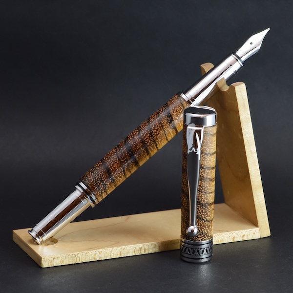 B-1301 fountain pen handcrafted in stabilized african zebrawood