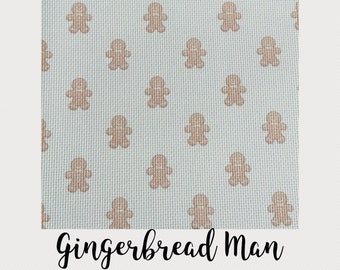 Christmas Gingerbread Man Aida Cloth Hand Dyed Effect  || Cross Stitch Canvas 14 / 16 / 18 Count