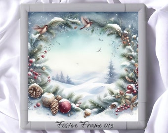 Festive Frame 013 Aida Fabric || Hand Dyed Effect || Cross Stitch Canvas || 11/14/16/18/20 Count