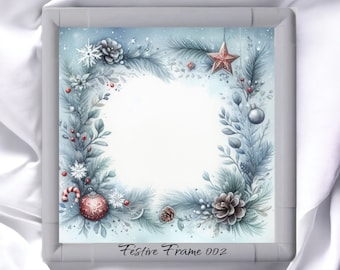 Festive Frame 002 Aida Fabric || Hand Dyed Effect || Cross Stitch Canvas || 11/14/16/18/20 Count