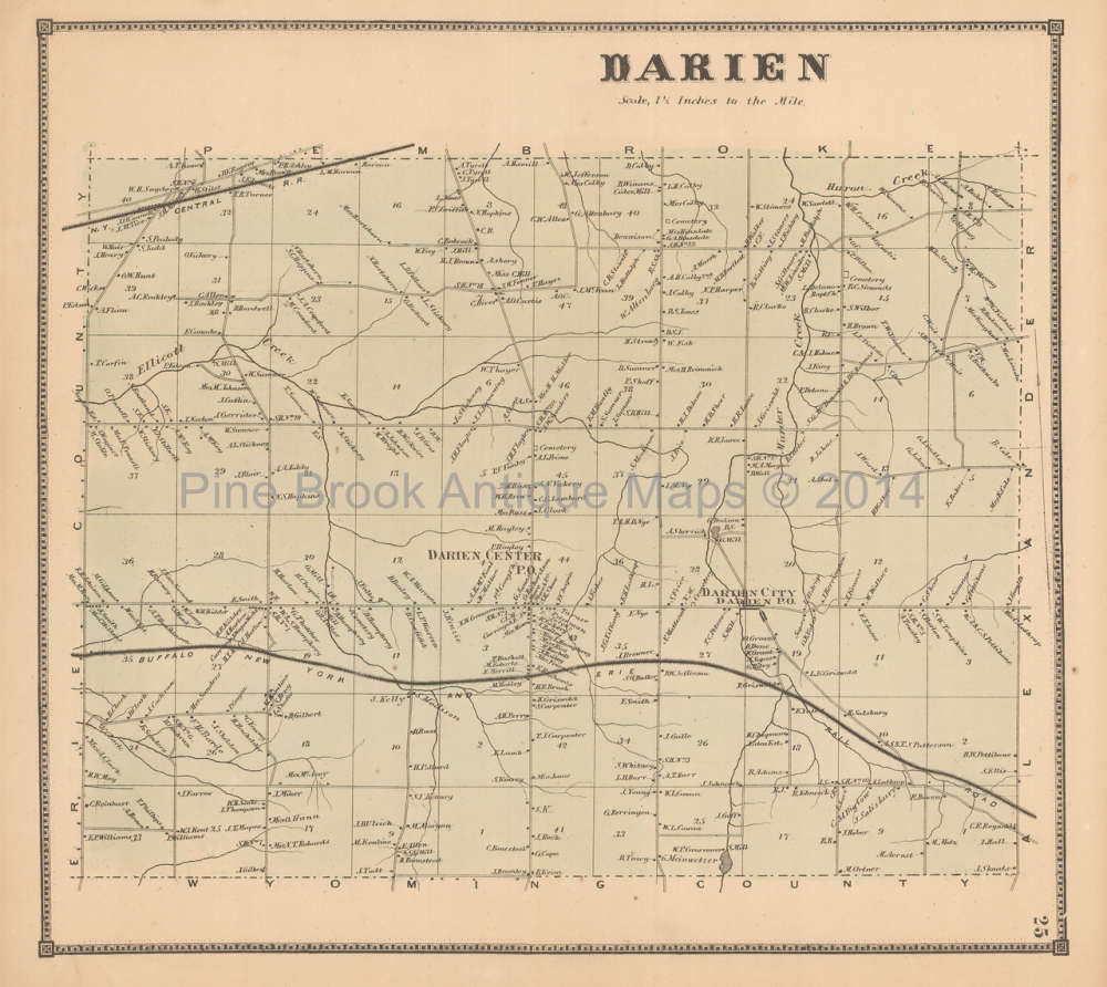 Darien New York Antique Map Original Decor History Anniversary Etsy