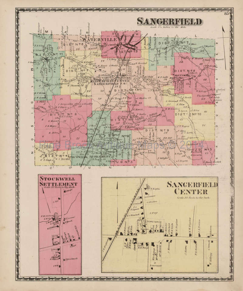 Home Décor Globes & Maps Home & Living Sangerfield New York Antique Map