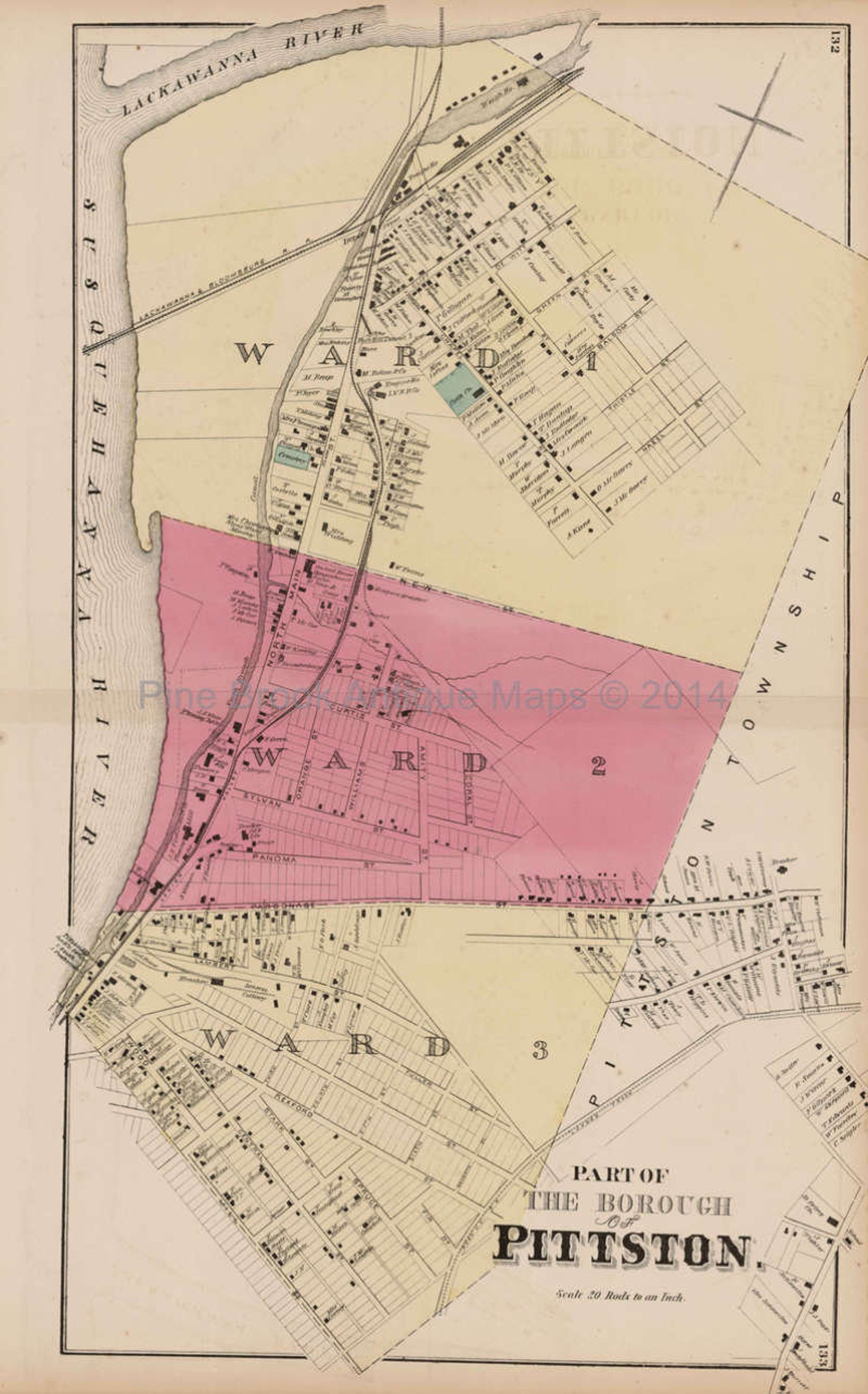 Pittston Wards 123 Pennsylvania Antique Map Authentic Etsy