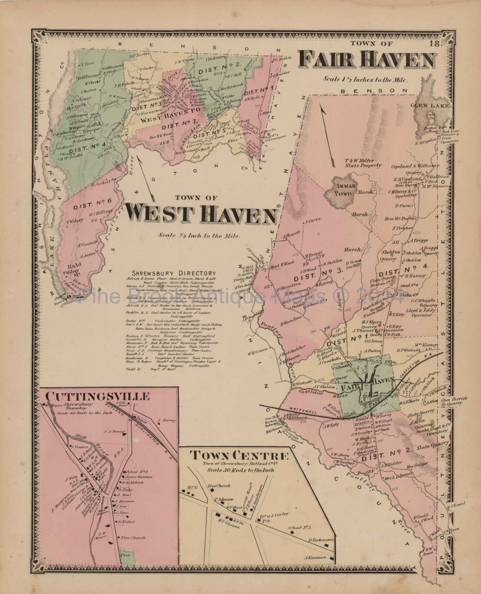 Fair Haven West Haven Vermont Antique Map Original Rutland Etsy