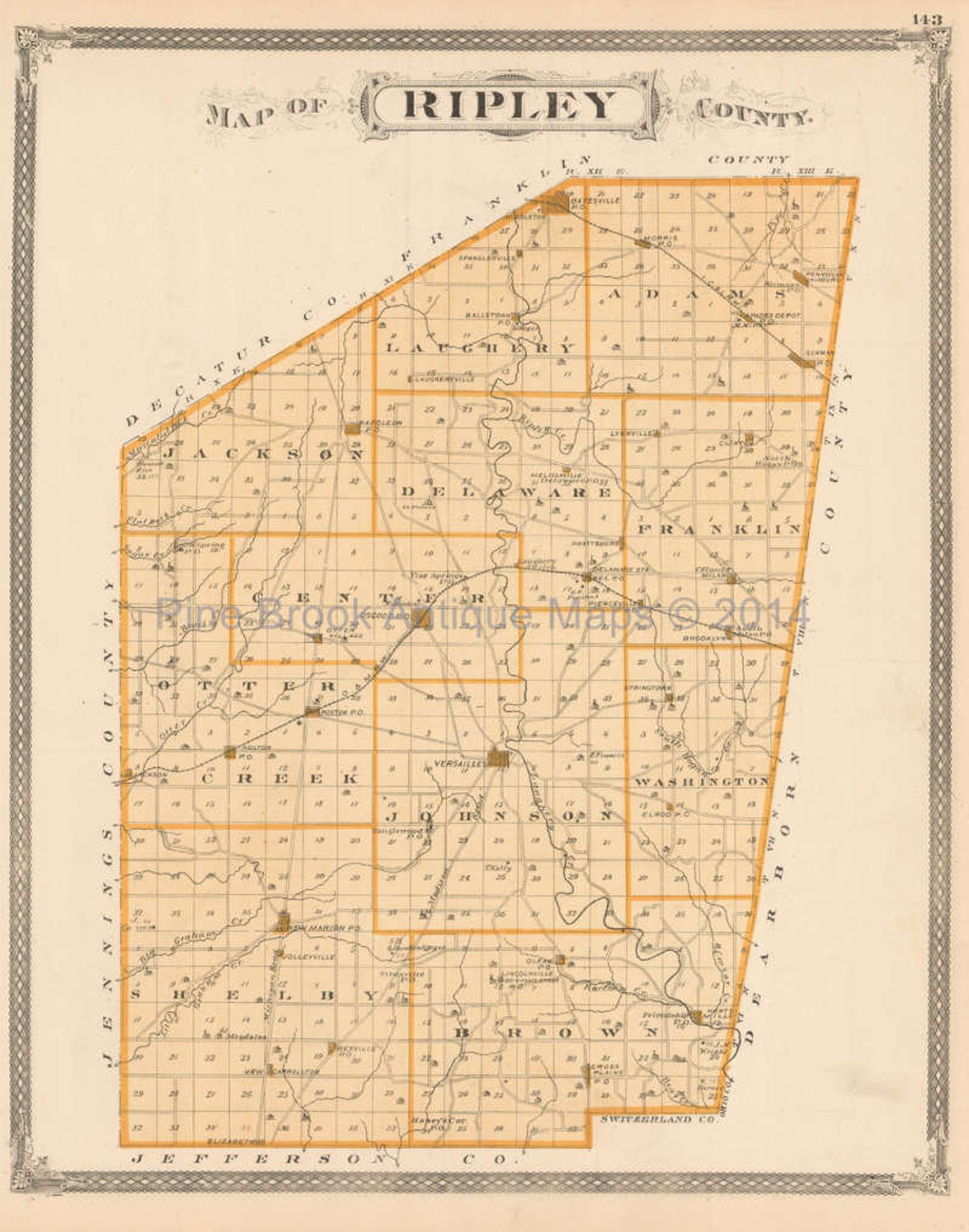 Ripley Switzerland County Indiana Antique Map Original Decor Etsy