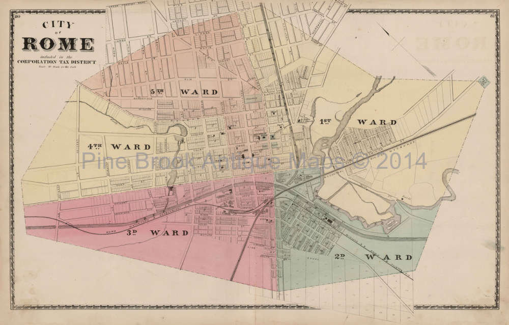 Rome Tax Districts New York Antique Map Original Oneida County Etsy