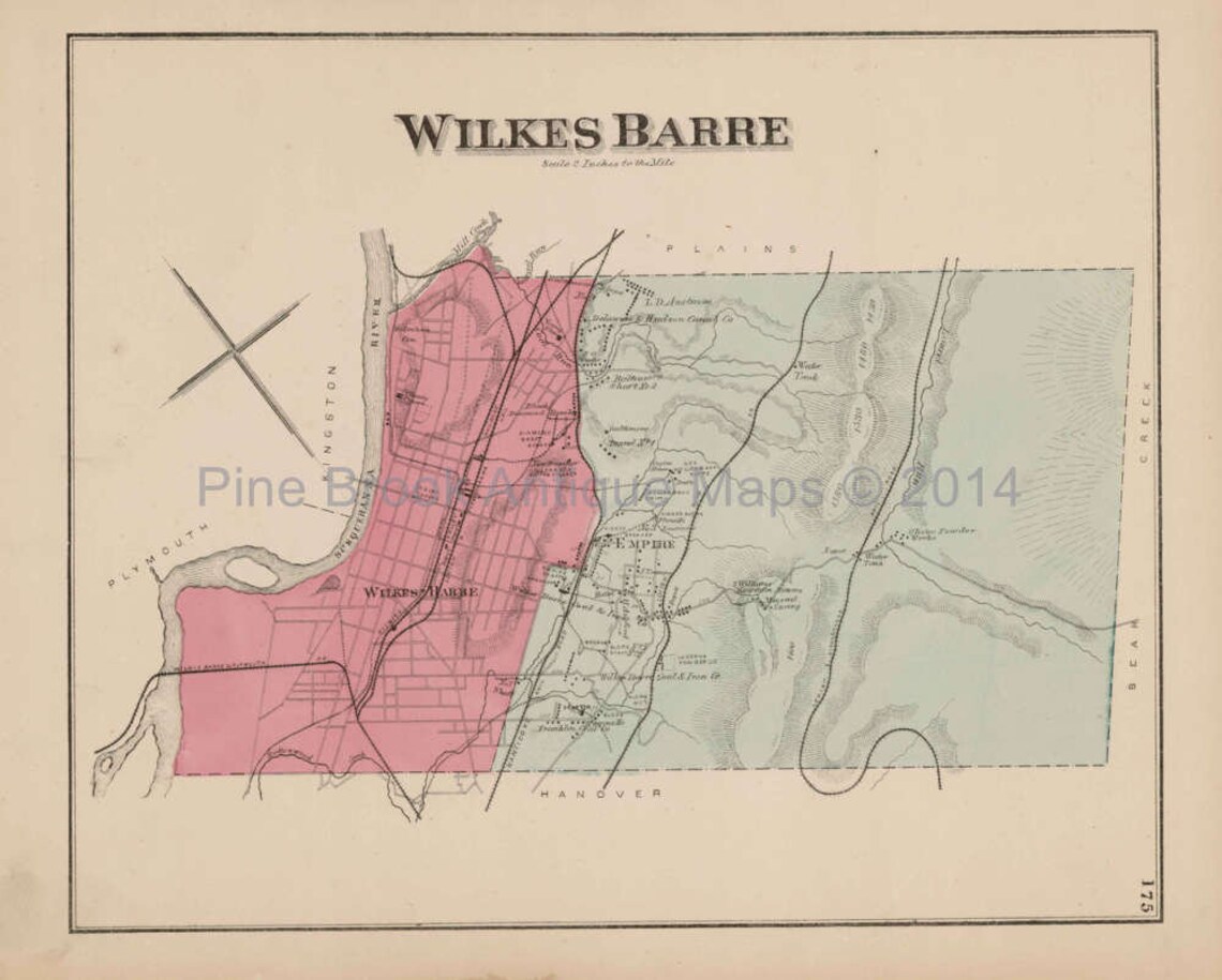 Wilkes Barre Pennsylvania Antique Map Original Decor History Etsy
