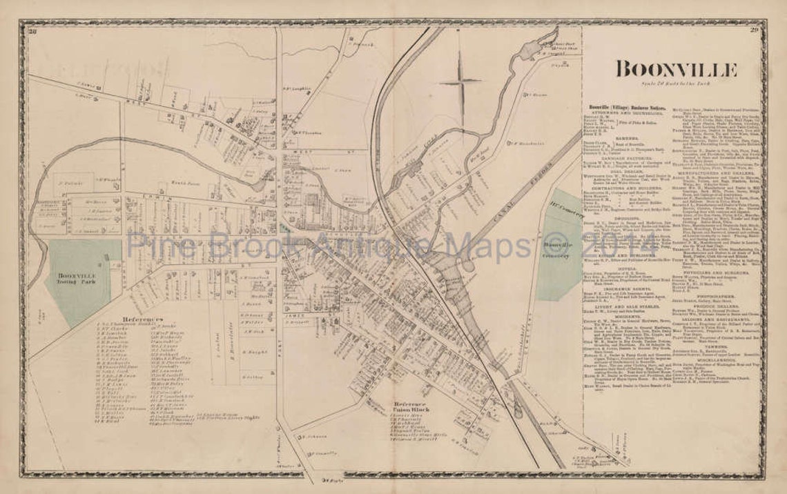 Boonville New York Antique Map Original Oneida County Decor Etsy