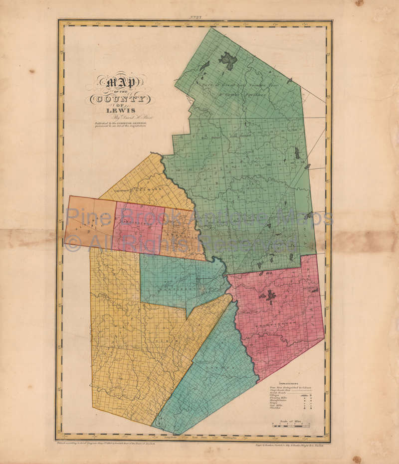 Lewis County New York Antique Map Original NY Decor History Etsy