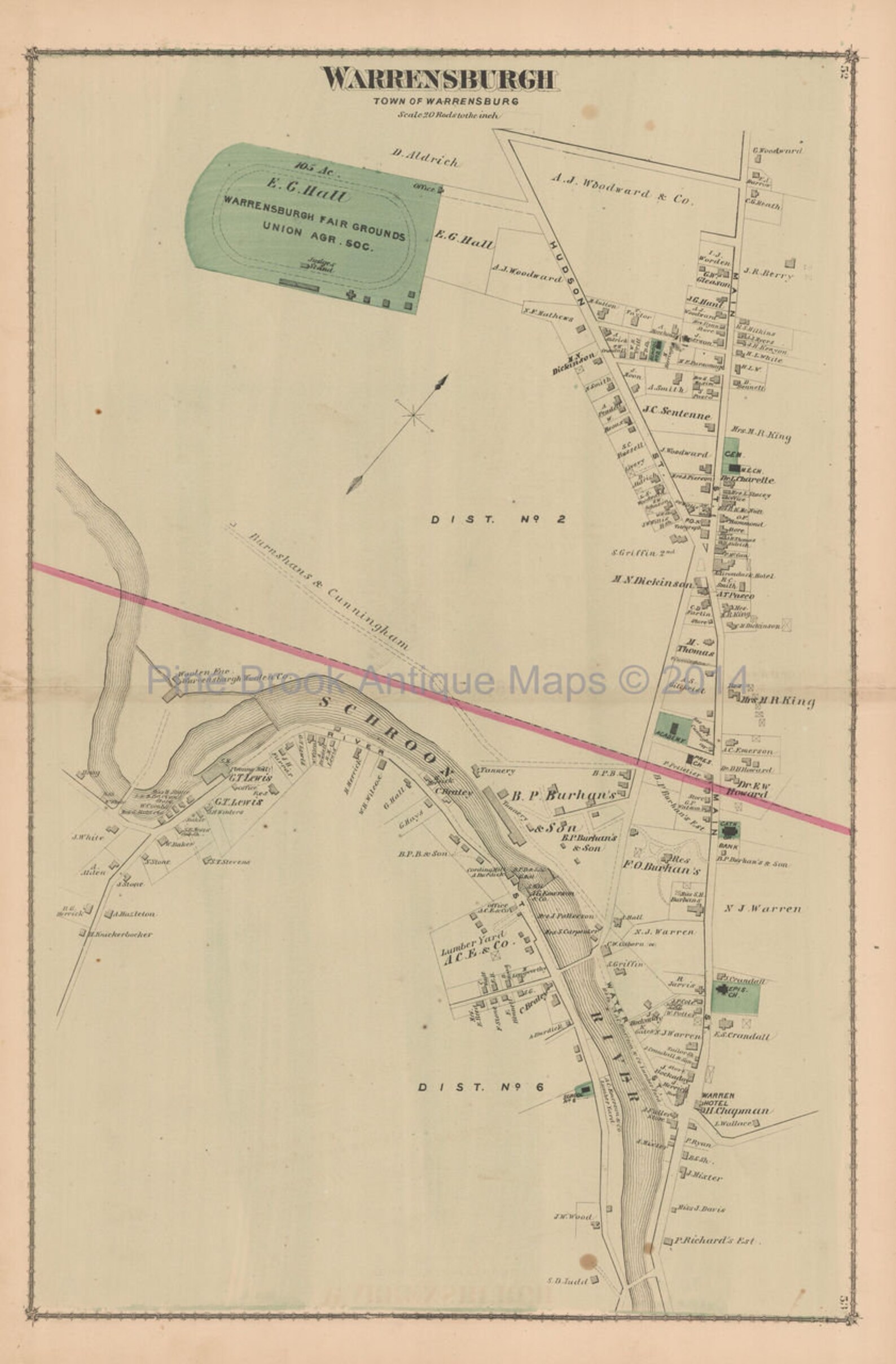 Warrensburg Village NY Antique Map Original Adirondack Decor Etsy