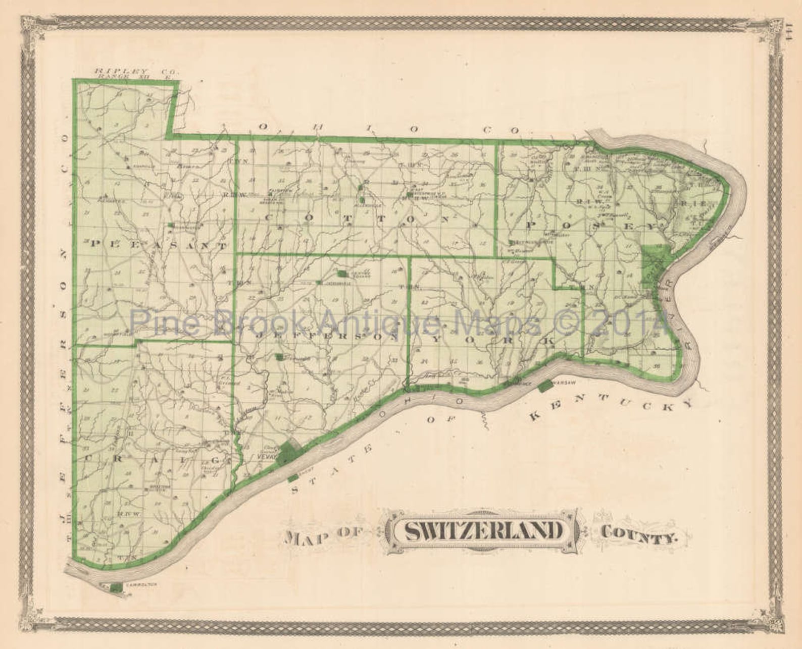 Ripley Switzerland County Indiana Antique Map Original Decor Etsy