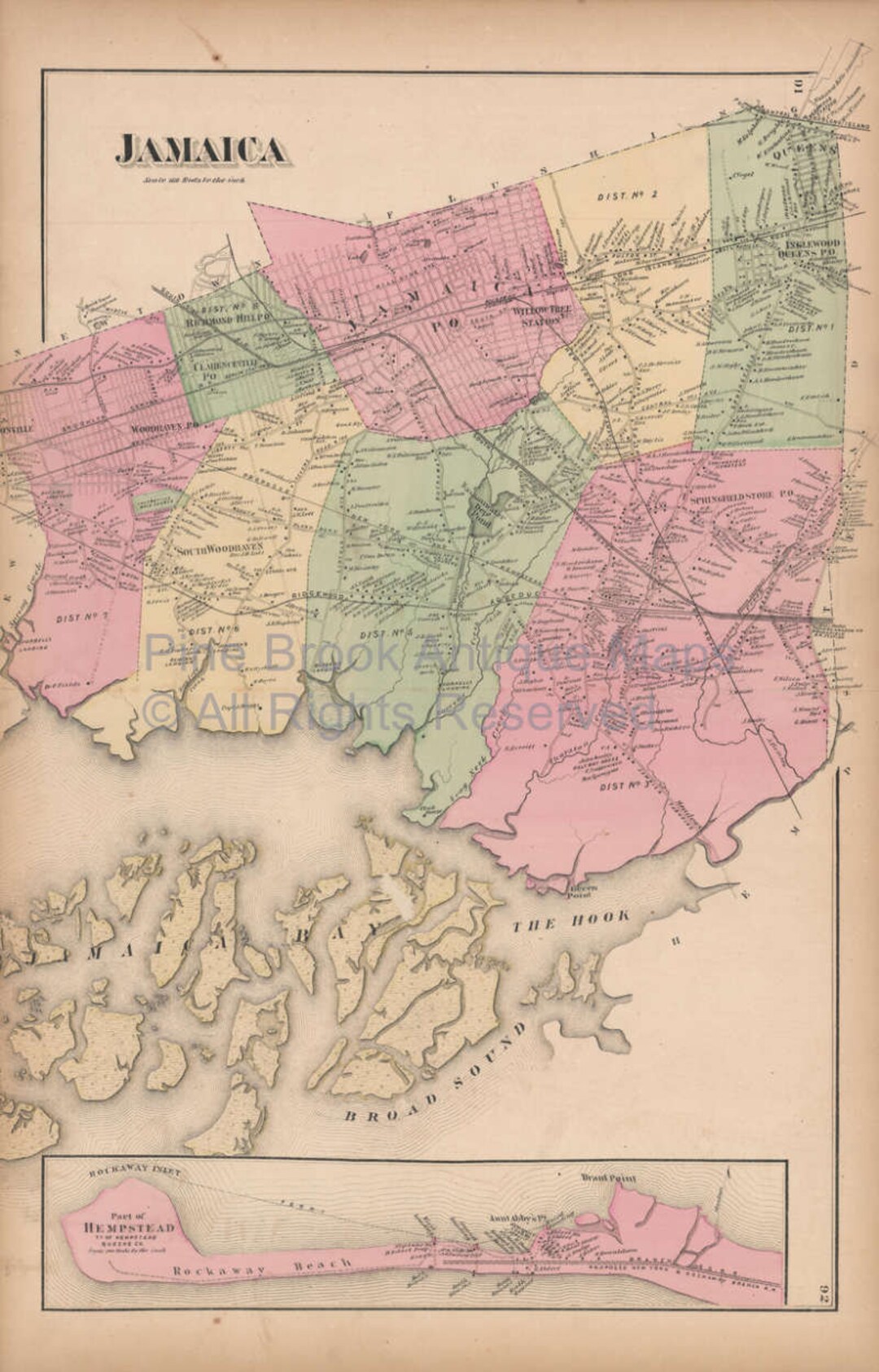 Jamaica New York Vintage Map Authentic NYC Decor Ideas History - Etsy