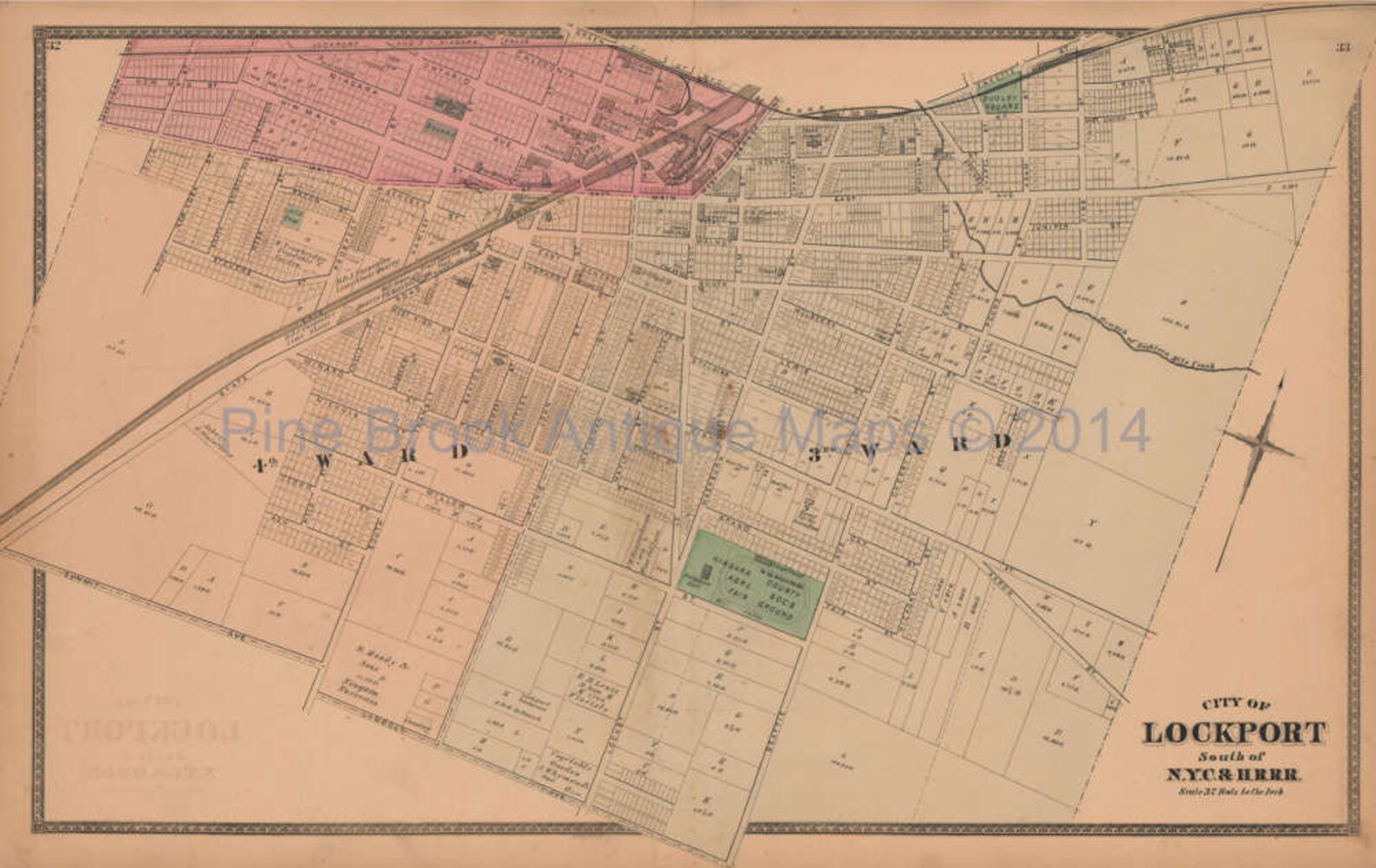 Lockport South New York Antique Map Authentic Niagara Decor Etsy