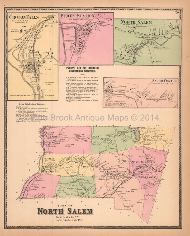 Town of North Salem New York Antique Map Authentic Westchester  Etsy