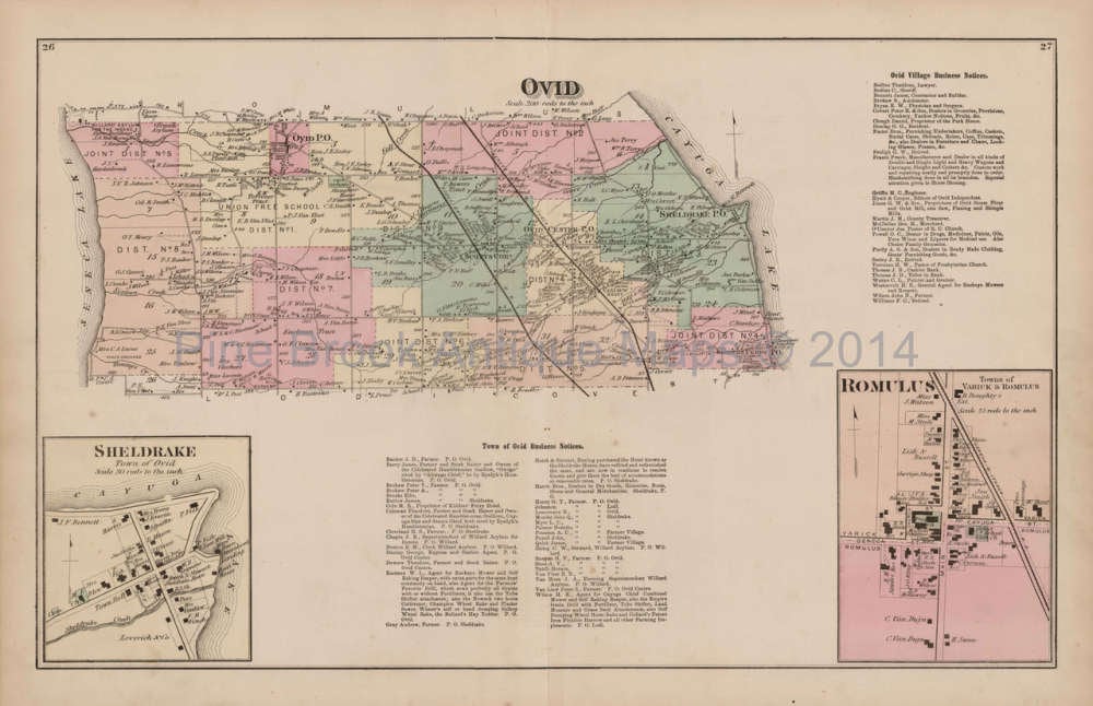 Ovid Sheldrake Romulus New York Antique Map Unique Seneca Etsy
