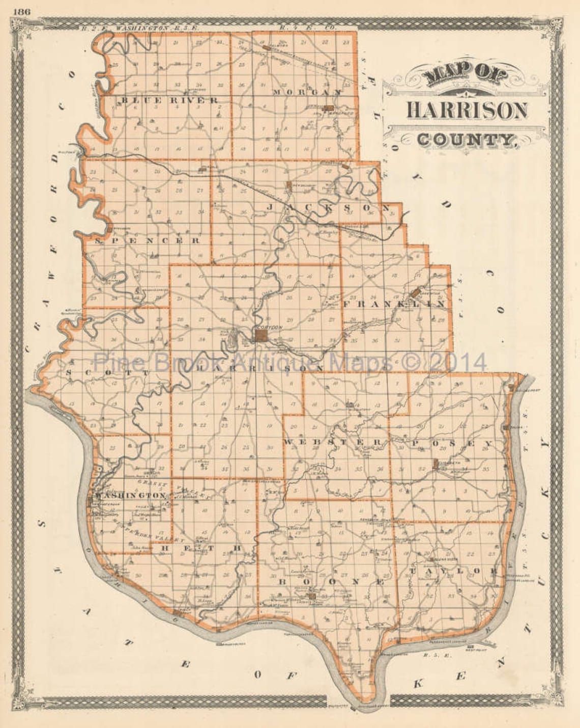 Dubois Harrison County Indiana Antique Map Original Decor Etsy