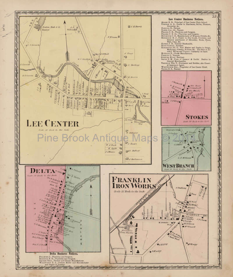 Lee Center Franklin New York Antique Map Original Oneida Etsy