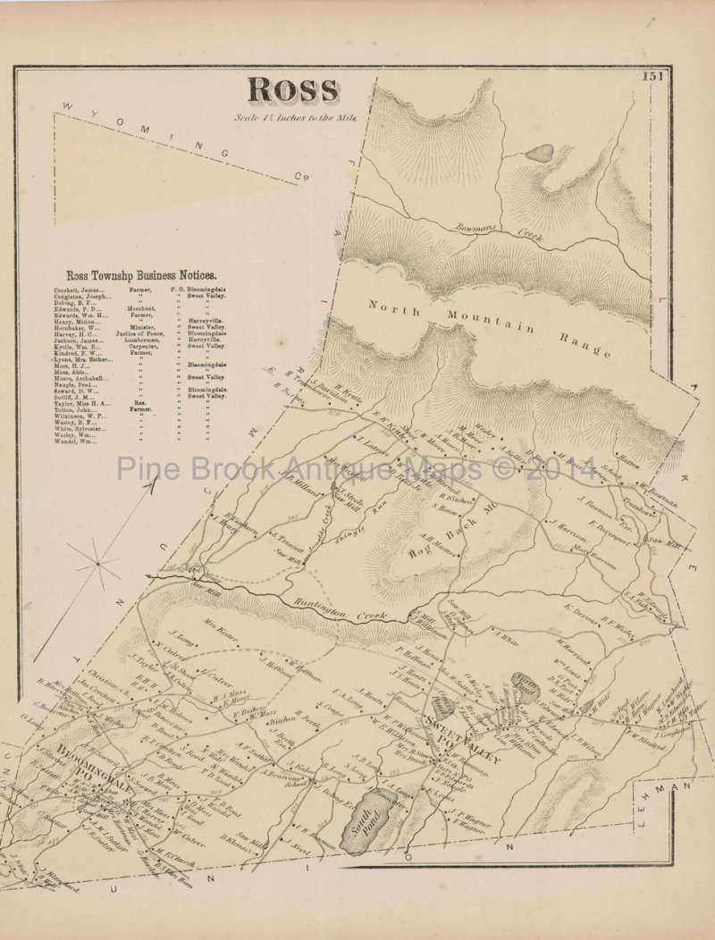 Ross Pennsylvania Antique Map Original Decor History Etsy