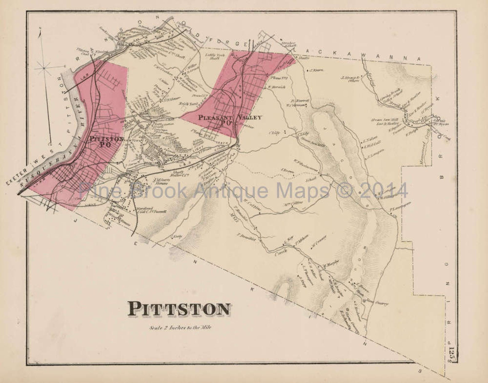 Pittston Pennsylvania Antique Map Original Decor History Etsy UK