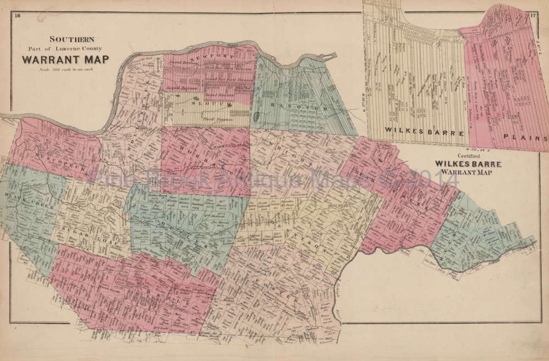 Luzerne County Warrant Map Authentic Luzerne County Decor Etsy