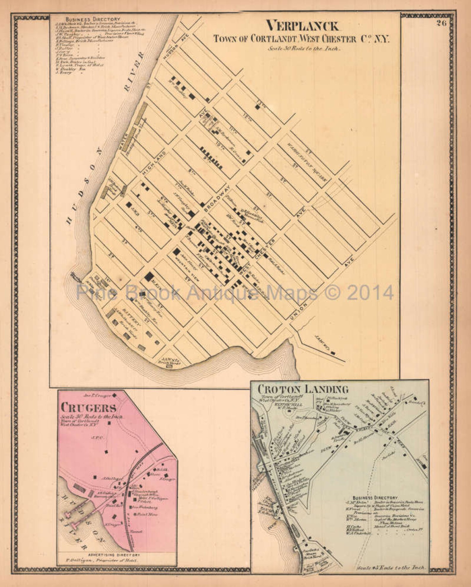 Verplanck New York Antique Map Authentic Westchester County Etsy