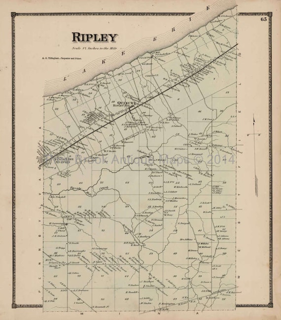 Ripley New York Antique Map Original Decor History Anniversary Etsy