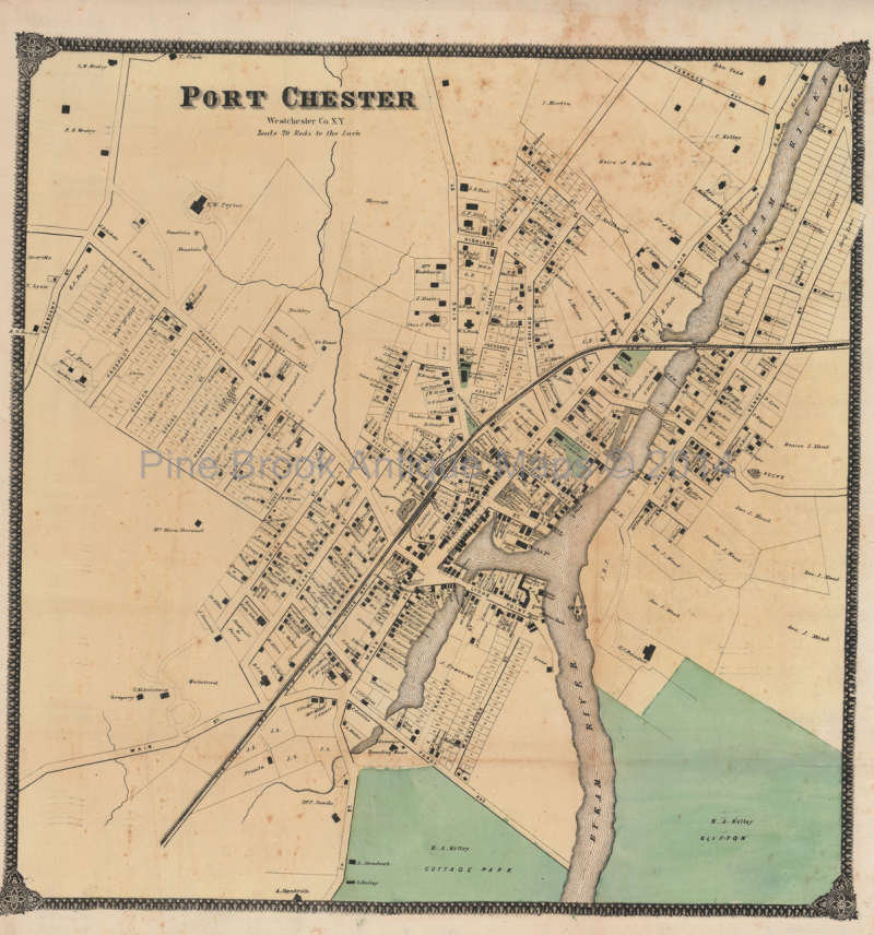 Port Chester New York Antique Map Authentic Westchester County Etsy