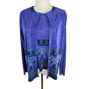 Patchington Plisse Cardigan Tank Set M Cobalt Blue Micro Pleat VTG 90s Y2K Issey