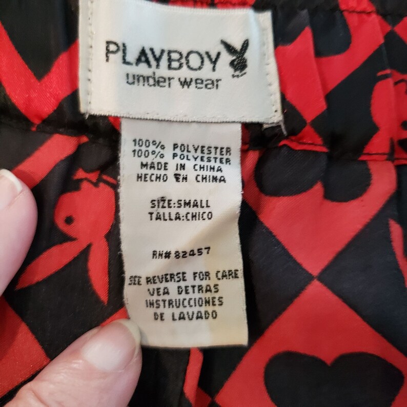 Playboy Red Satin Pajama Pants With Bunny Logo and Hearts Print Etsy