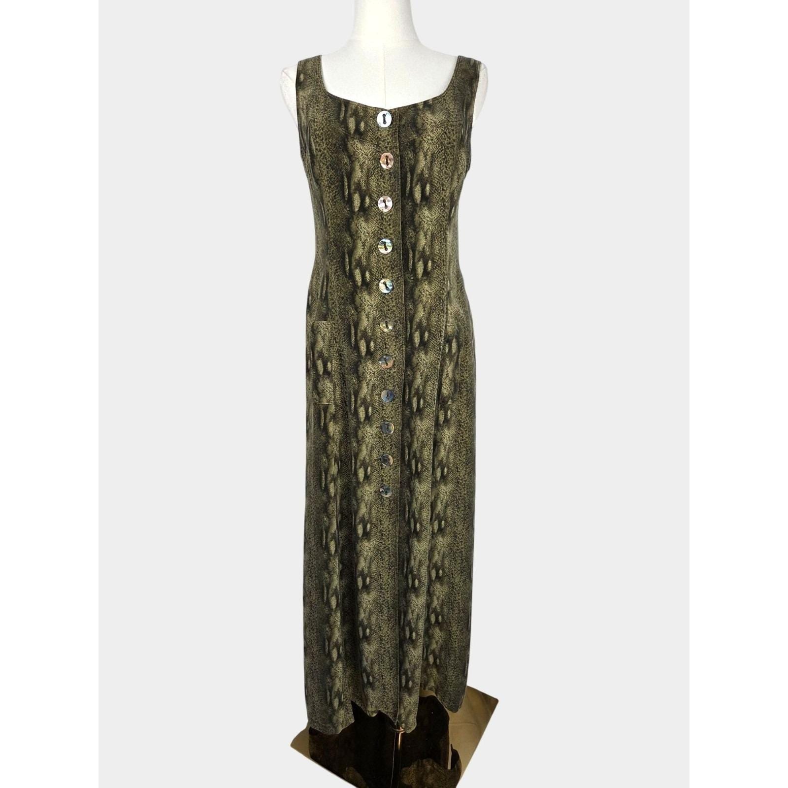 Green Snake Print Dress