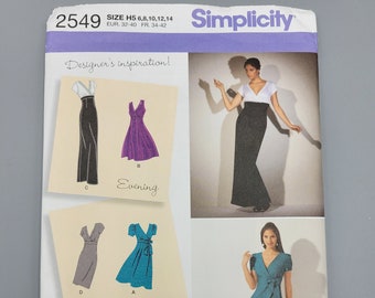 Simplicity Pattern 2549 from 2009 Misses Dress with Skirt variations., Bust 30 1/2-34. Formal or Day Dress