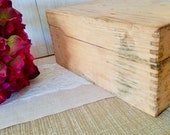 Vintage Wooden Recipe File Box Desk Organizer Portable Lock Box