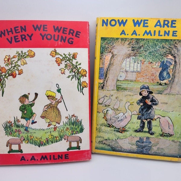 Vintage Milne Classic Children's Book Lot of 2 Hardcover with Dust Cover Story