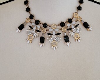 Vintage Classic Black and White Rhinestone Necklace