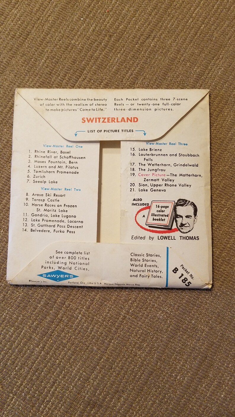 3 reel sets Viewmaster Slide B185 Vintage View Master Film Switzerland Nations of the world series