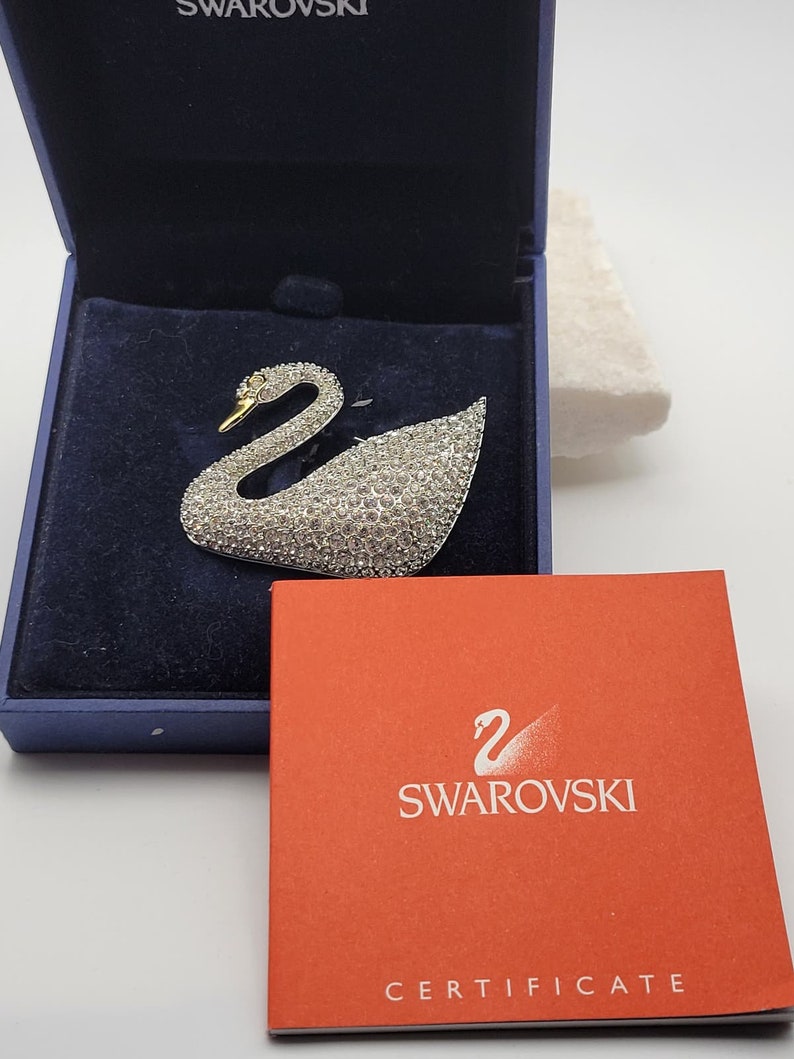 Vintage SWAROVSKI Pave Crystal SWAN Brooche, Swan Logo image 10