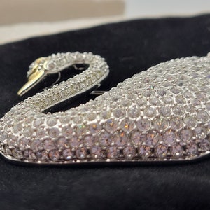 Vintage SWAROVSKI Pave Crystal SWAN Brooche, Swan Logo image 6