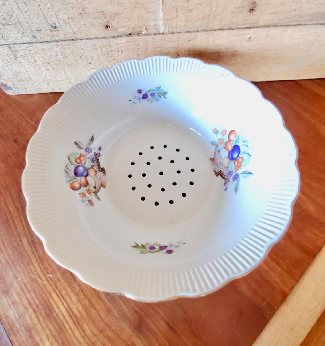 Porcelin Vintage Chodziez Fruit Bowl with Holes Made in Etsy