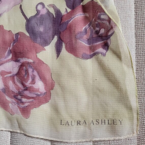 Vintage 100% Silk Purple Roses Long Scarf Headscar