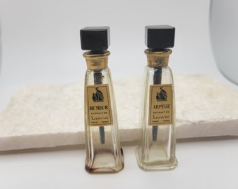 2x Vintage Rumeur and Arpege Black Glass Dauber Perfume Bottle, France