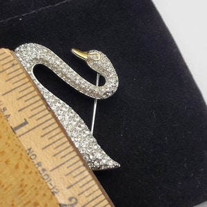 Vintage SWAROVSKI Pave Crystal SWAN Brooche, Swan Logo image 7