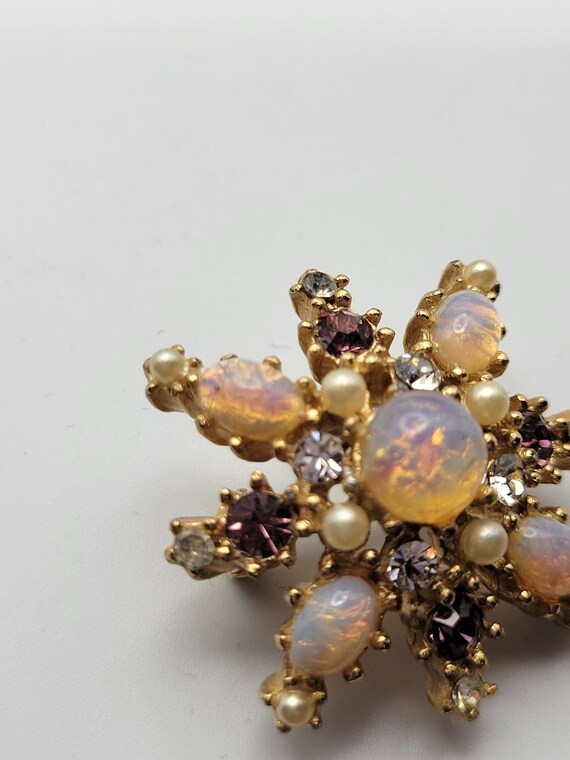 Vintage Brooch Faux Opal and Rhinestones Vintage,… - image 6