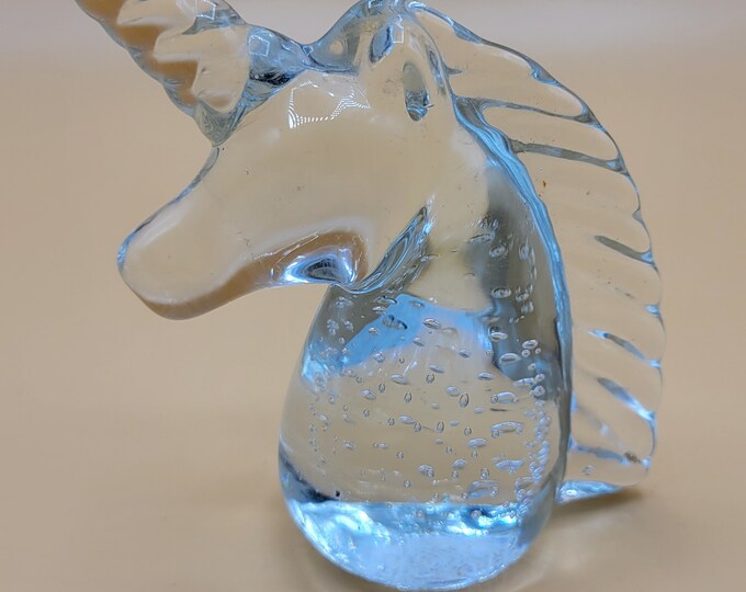 Glass Unicorn Paperweight With Controlled Bubbles / Clear Etsy