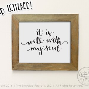 Está bien con mi alma archivo imprimible, caligrafía de decoración del hogar de arte de pared con letras a mano, signo de versículo bíblico, descarga instantánea, impresión DIY