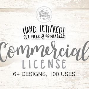 Commercial Use Licensing for 6 Or More* Hand-Lettered Designs, SVG Cutting Files - 100 Uses Per Design (*Select Number of Designs From Menu)