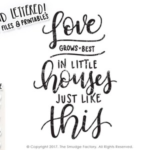 Amour SVG coupe fichier, amour pousse meilleur SVG, fichier de coupe de printemps, petites maisons SVG, maman imprimable, à la main en lettres, Silhouette, fichier de coupe Cricut image 2